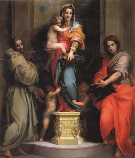 Andrea del Sarto Madonna and Child with SS.Francis and John the Baptist Germany oil painting art